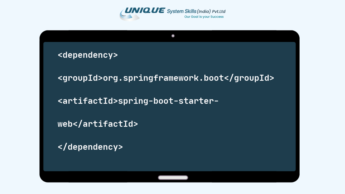 Spring vs Spring Boot vs MVC: Complete Guide 5 Maven dependency snippet showing org.springframework.boot as the group ID and spring-boot-starter-web as the artifact ID.